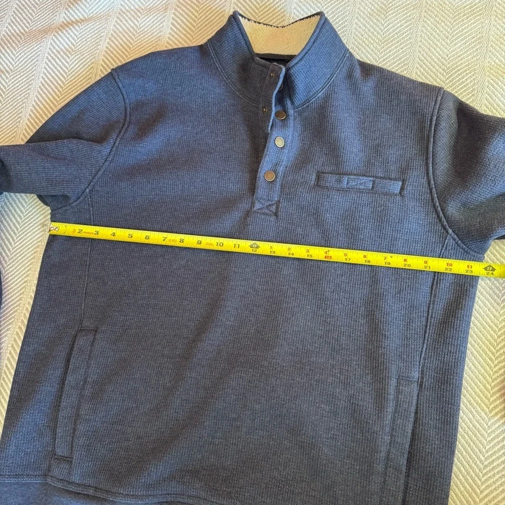 L.L. Bean Katahdin Iron Works Bonded Waffle Fleece,‎ Snap Mock, Blue, Size L